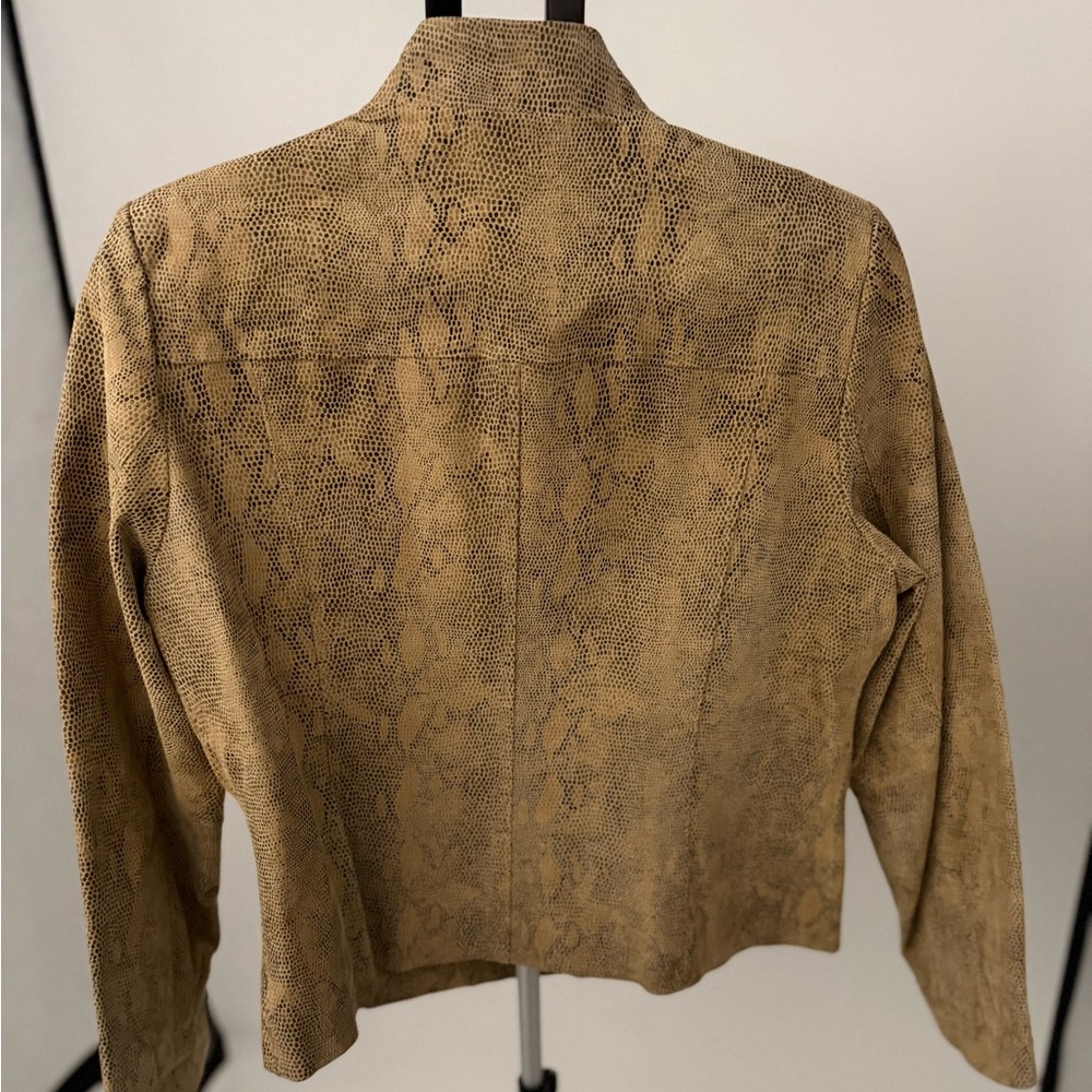 Women VINTAGE Women Alfani Leather Snake Print Jacket Blazer coat Sz Medium - Picture 3 of 7